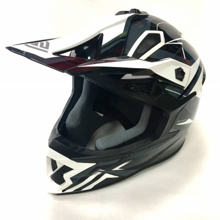 Мотошлем FS-609 PKQH (Glossy black White, L)