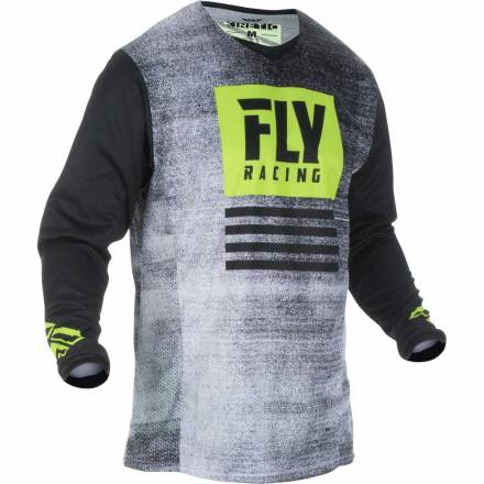 Футболка для мотокросса FLY RACING KINETIC NOIZ черная/Hi-Vis желтая (2019)  XL
