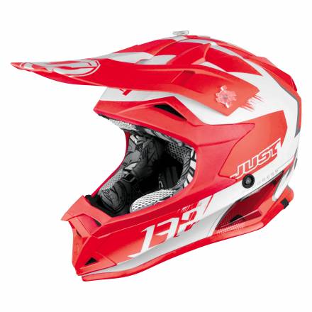 Шлем детский (кроссовый) JUST1 J32 KIDS PRO Kick белый/красный матовый (2018)  YM