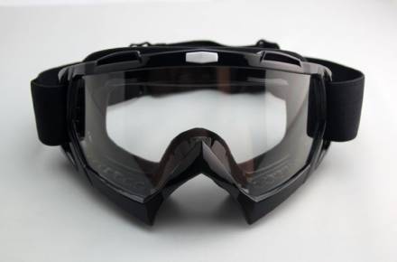 Очки для мотокросса детские ATAKI HB-115 черные глянцевые