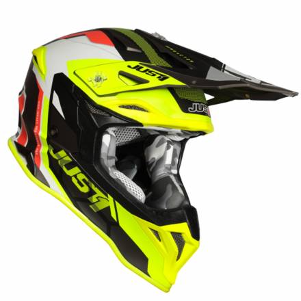 Шлем (кроссовый) JUST1 J39 REACTOR Hi-Vis желтый/красный/серый матовый L
