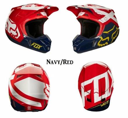 Мотошлем Fox V2 Preme Helmet Navy/Red XS 53-54cm (19528-248-XS)
