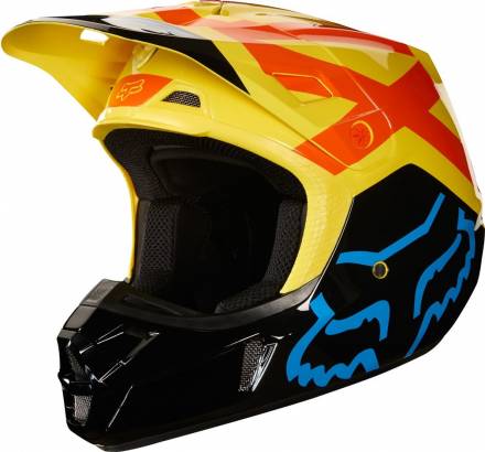 Мотошлем Fox V2 Preme Helmet Black/Yellow L 59-60cm (19528-019-L)