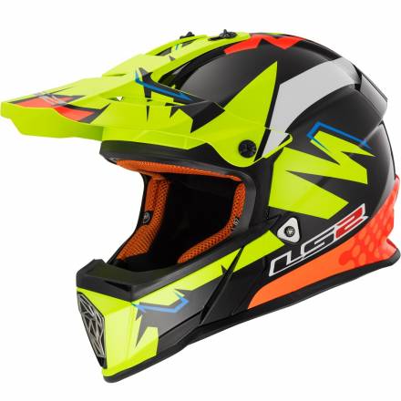 Шлем MX437 FAST VOLT (черно-желто-оранжевый, XS)