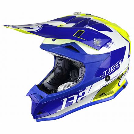 Шлем детский (кроссовый) JUST1 J32 KIDS PRO Kick белый/синий/желтый (2018) YL