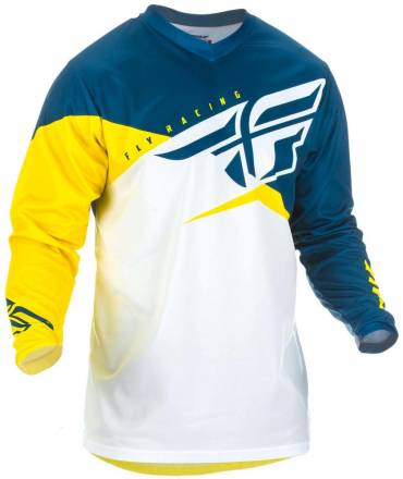 Футболка для мотокросса FLY RACING F-16 желтая/белая/синяя (2019)  XXL