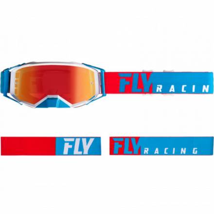 Очки для мотокросса FLY RACING ZONE PRO (2019) красные/белые/голубые, зеркальные-красные