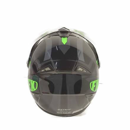Шлем мотард FX черный зеленый, глянцевый XL