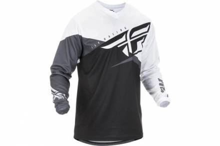 Футболка для мотокросса FLY RACING F-16 черная/белая/серая  (2019)  XXXXL