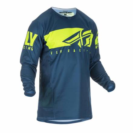 Футболка для мотокросса FLY RACING KINETIC SHIELD синяя/Hi-Vis желтая (2019)  L