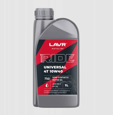 LAVR 7745 MOTO Моторное масло RIDE UNIVERSAL 4T 10W40 SM, 1л