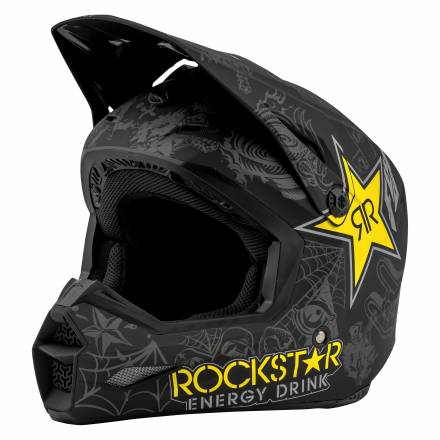 Шлем (кроссовый) FLY RACING ELITE ROCKSTAR черный/желтый матовый  (2018) XL