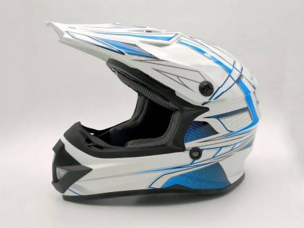 Шлем детский (кроссовый) ATAKI SC-15 Rift синий/белый глянцевый  YM