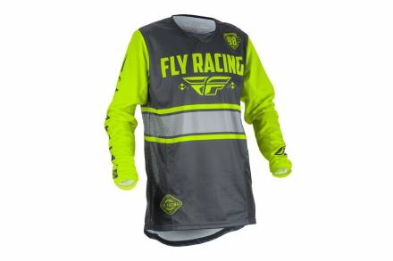 Футболка для мотокросса FLY RACING KINETIC ERA серая/желтая (2018)  L