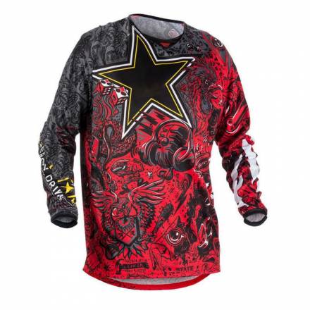 Футболка для мотокросса FLY RACING KINETIC ROCKSTAR красная/серая (2018) XL