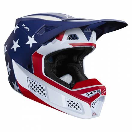 Мотошлем Fox V3 Prey Helmet White/Red/Blue M 57-58cm (23661-574-M)