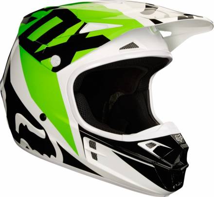 Мотошлем Fox V1 Race Helmet White/Black/Green L 59-60cm (19532-129-L)