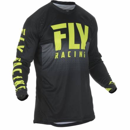 Футболка для мотокросса FLY RACING LITE HYDROGEN черная/Hi-Vis желтая (2019)  L